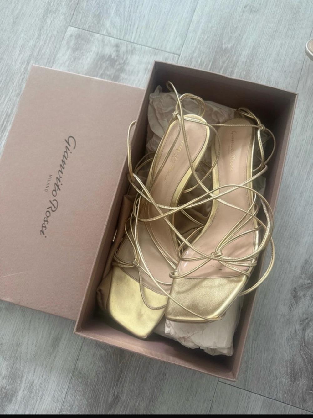 Gold Gianvito Rossi Sylvie 70 sandals // 39.5